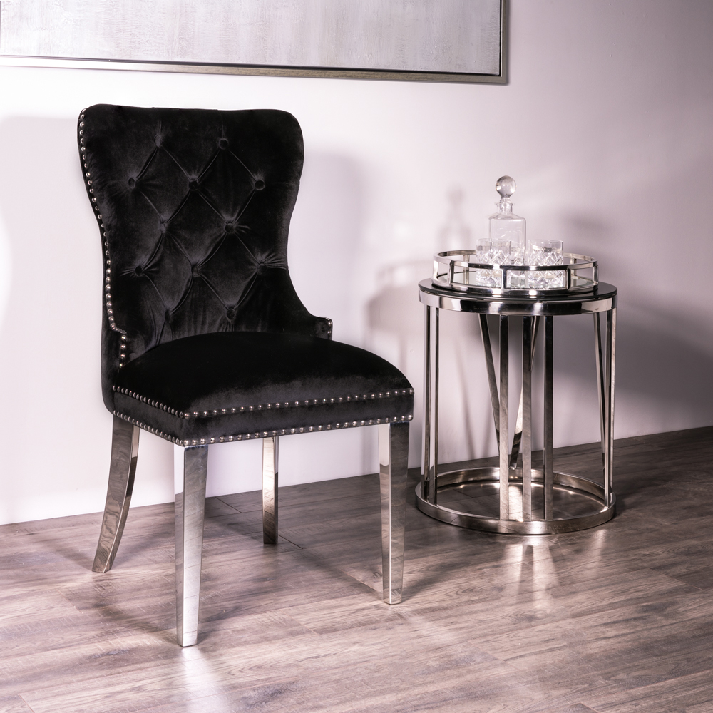 Euphoria Steel Dining Chair: Black Velvet